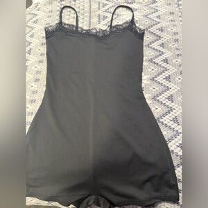 Chic Black Lace-Trimmed Romper